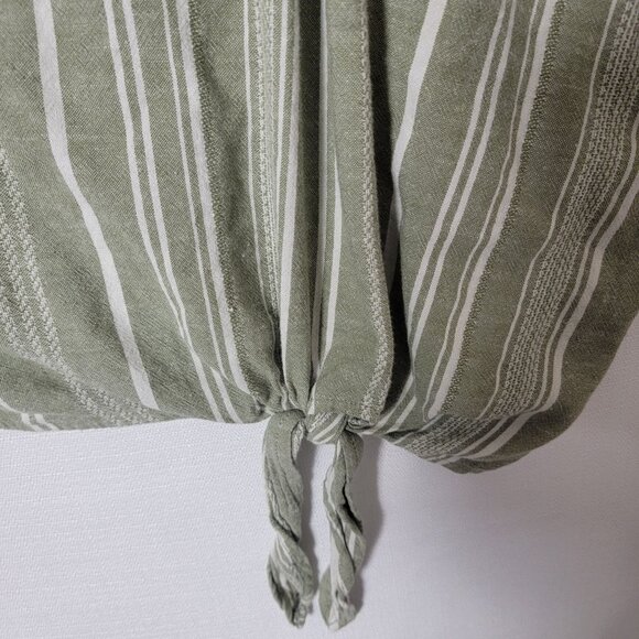 Time & Tru Womens Top Sz XXL Pull Over Side Knot Rayon Linen Blend Sage Green - Picture 10 of 13